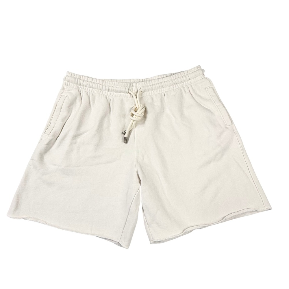 Drew House Basics Cream Cotton French Terry Sweat Shorts XXL Off White Raw Hem